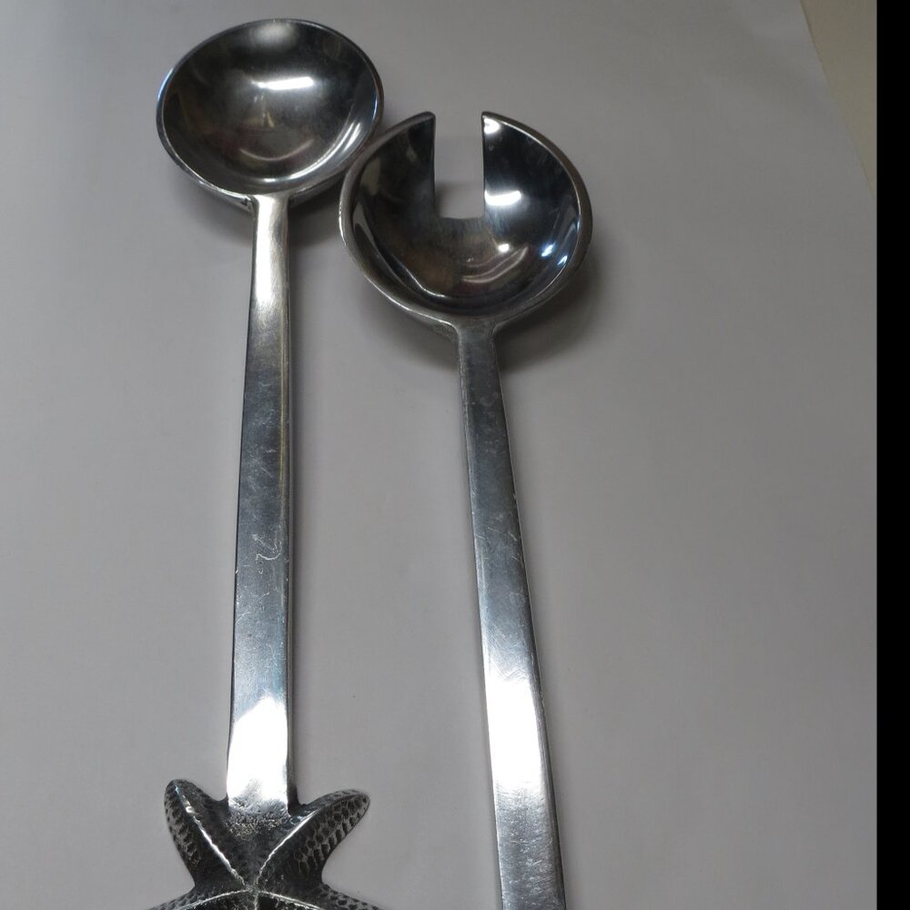 Star Salad Fork & Spoon Servers Nautical Seaside 14.5" Length